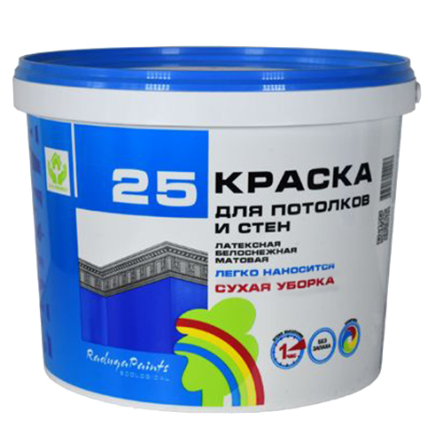 Краска ВДВА "Радуга 25"  7кг латек.белоснеж.матовая сухая уборка /72